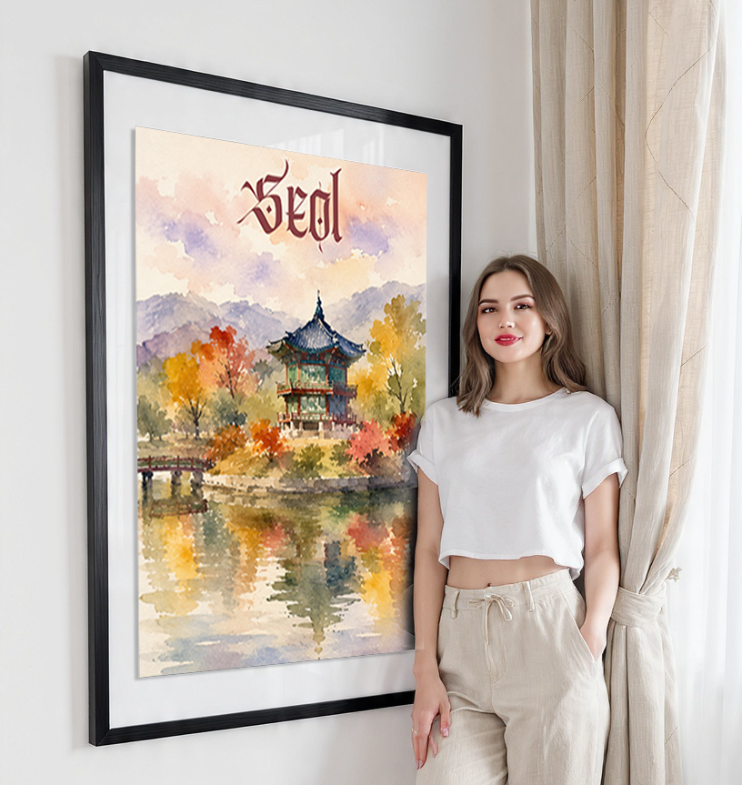 Seol - South Korea - Travel Poster Print Modern Style Wall Art
