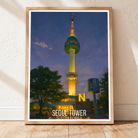 Seol Tower - South Korea - Travel Poster Print Modern Style Wall Art - Art Print - Travel Art Poster
