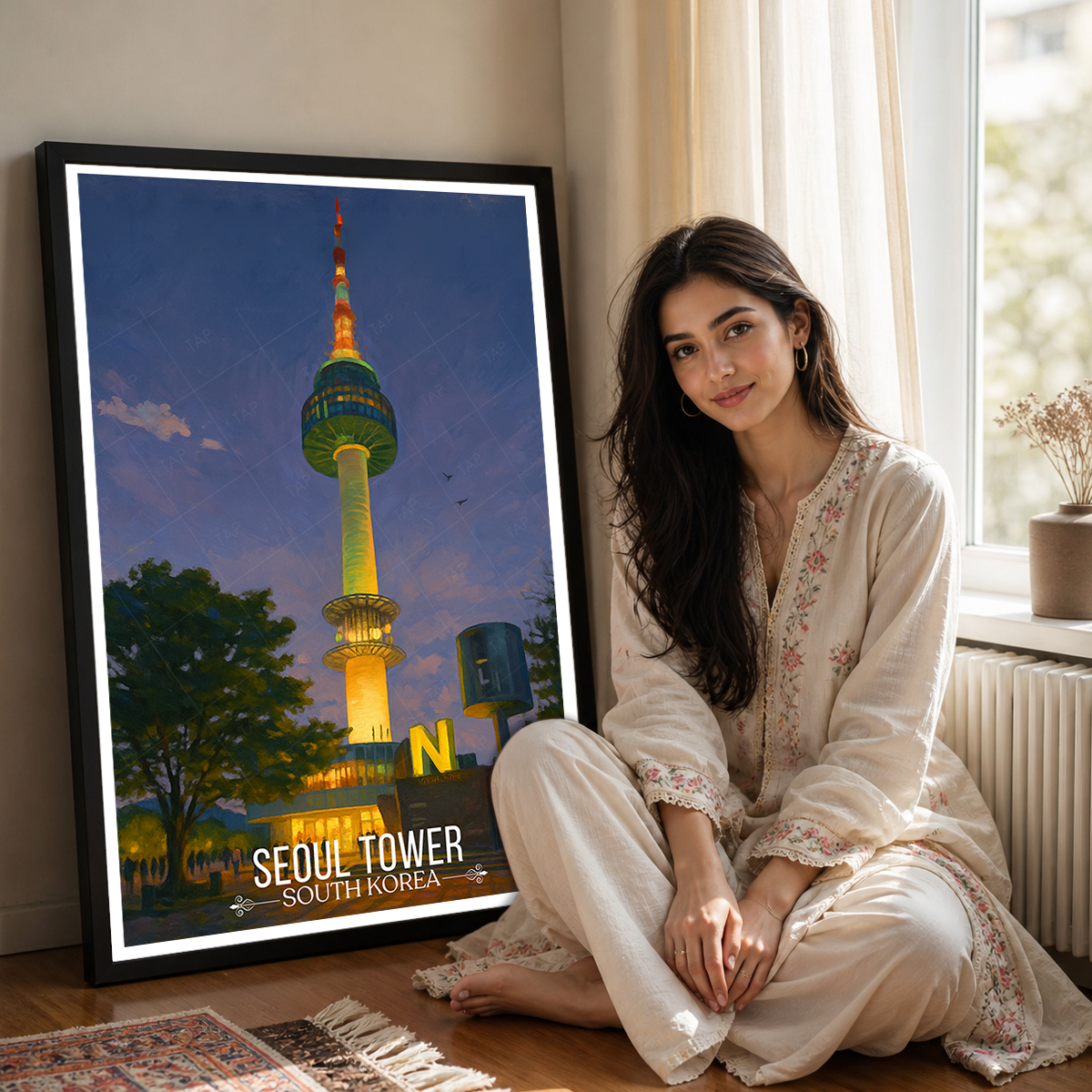 Seol Tower - South Korea - Travel Poster Print Modern Style Wall Art