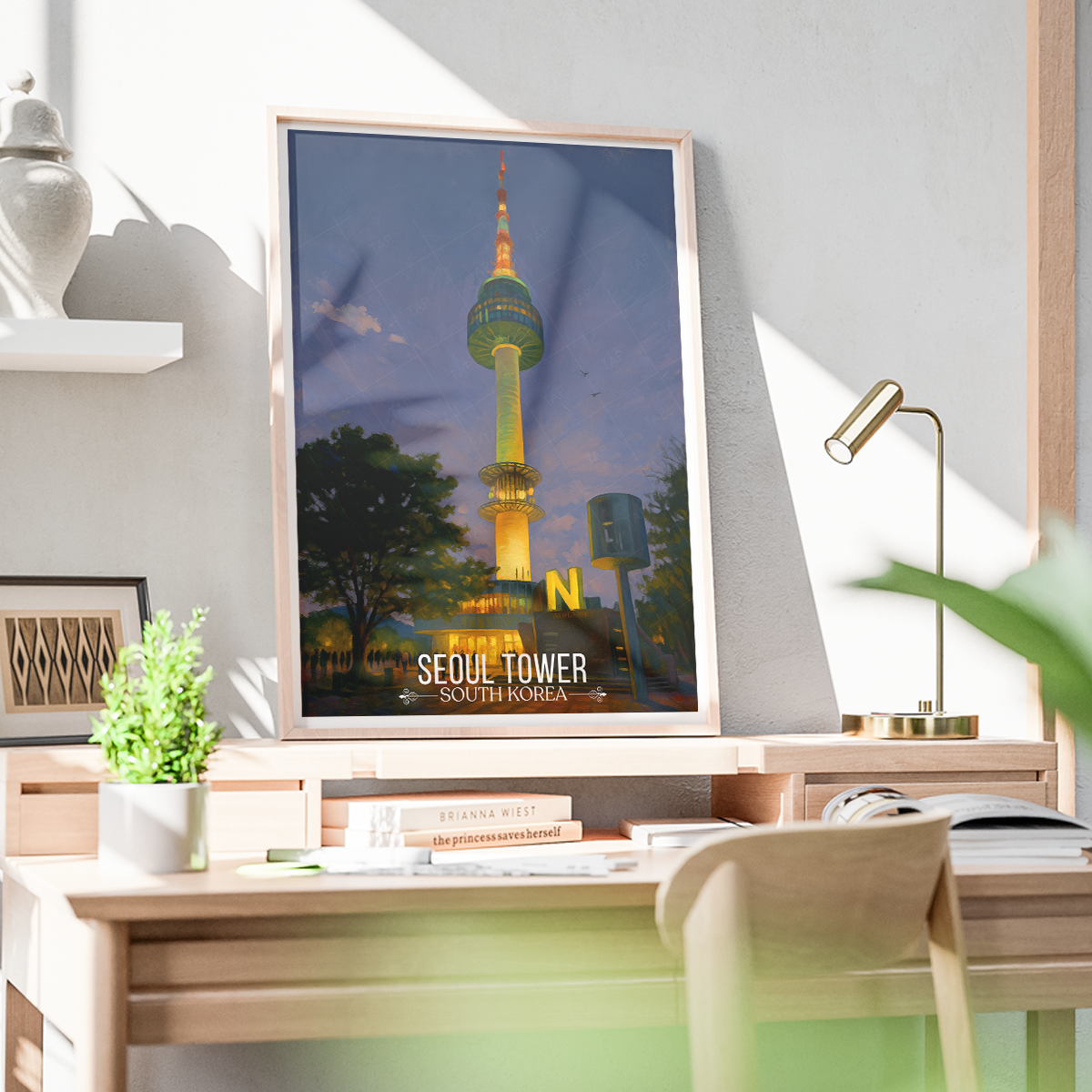 Seol Tower - South Korea - Travel Poster Print Modern Style Wall Art