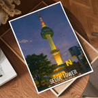 Seol Tower - South Korea - Travel Poster Print Modern Style Wall Art