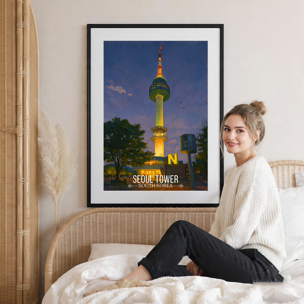 Seol Tower - South Korea - Travel Poster Print Modern Style Wall Art
