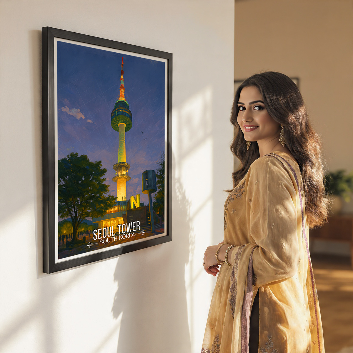 Seol Tower - South Korea - Travel Poster Print Modern Style Wall Art