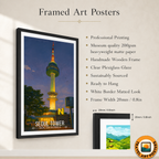 Seol Tower - South Korea - Travel Poster Print Modern Style Wall Art