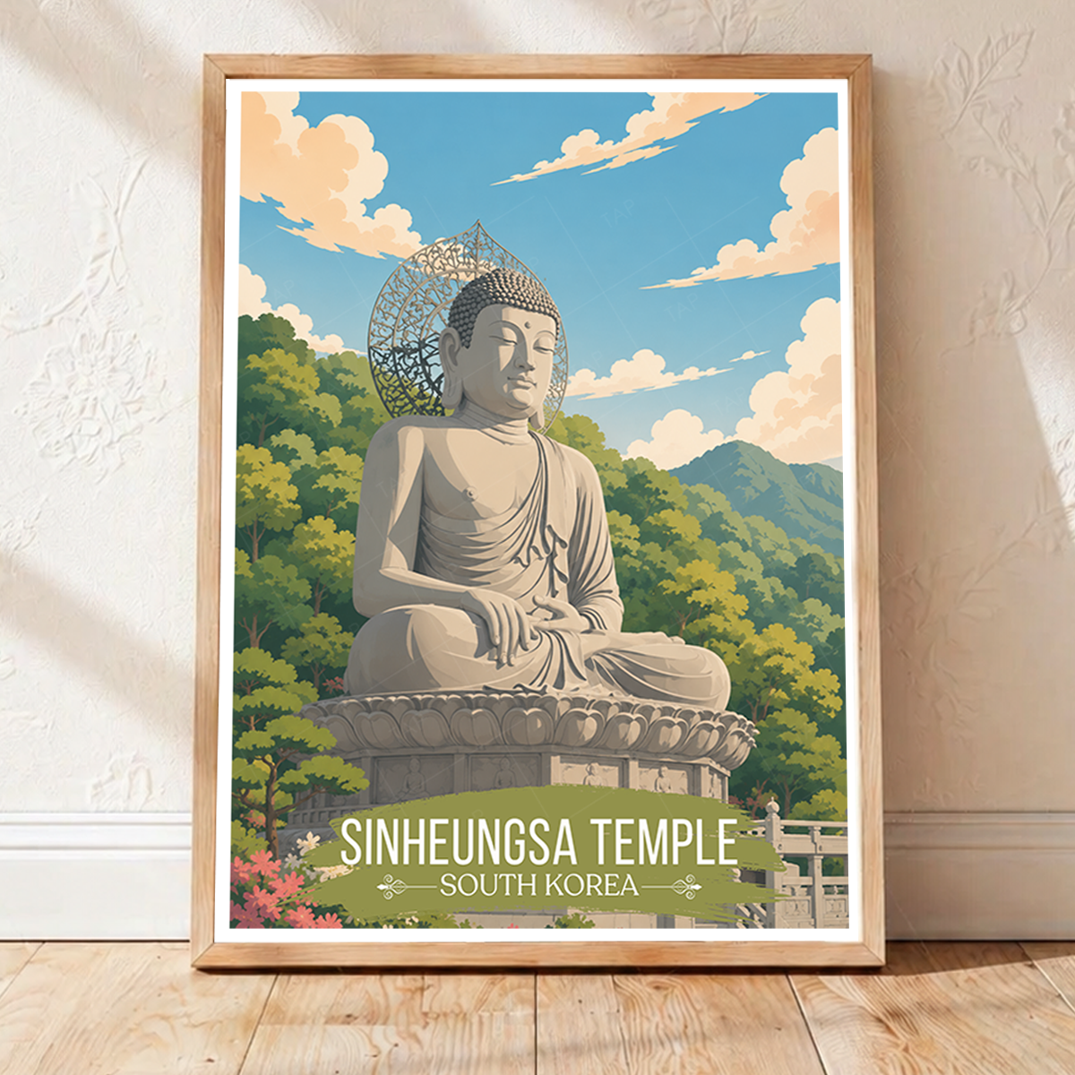 Sinheungsa Temple - South Korea - Travel Poster Print Modern Style Wall Art