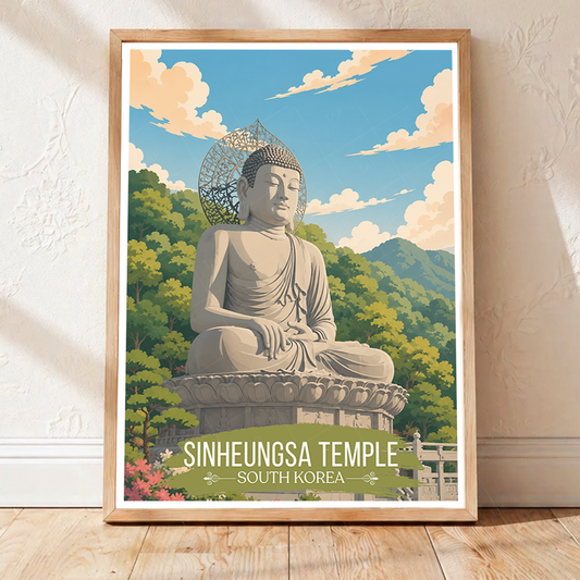 Sinheungsa Temple - South Korea - Travel Poster Print Modern Style Wall Art - Art Print - Travel Art Poster