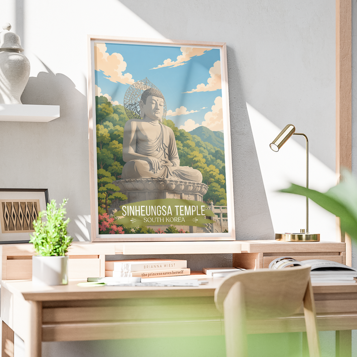 Sinheungsa Temple - South Korea - Travel Poster Print Modern Style Wall Art