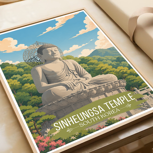 Sinheungsa Temple - South Korea - Travel Poster Print Modern Style Wall Art - Art Print - Travel Art Poster