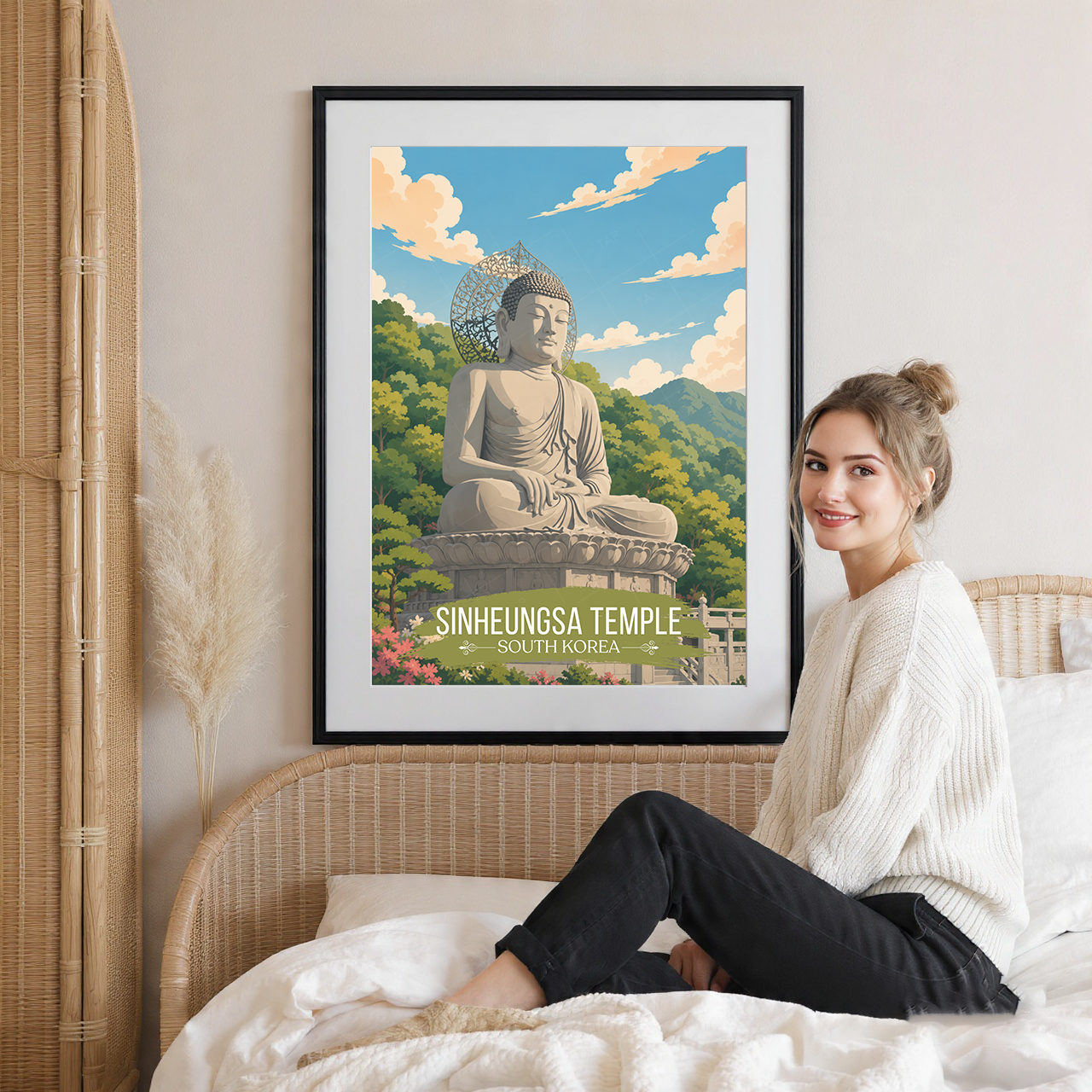 Sinheungsa Temple - South Korea - Travel Poster Print Modern Style Wall Art