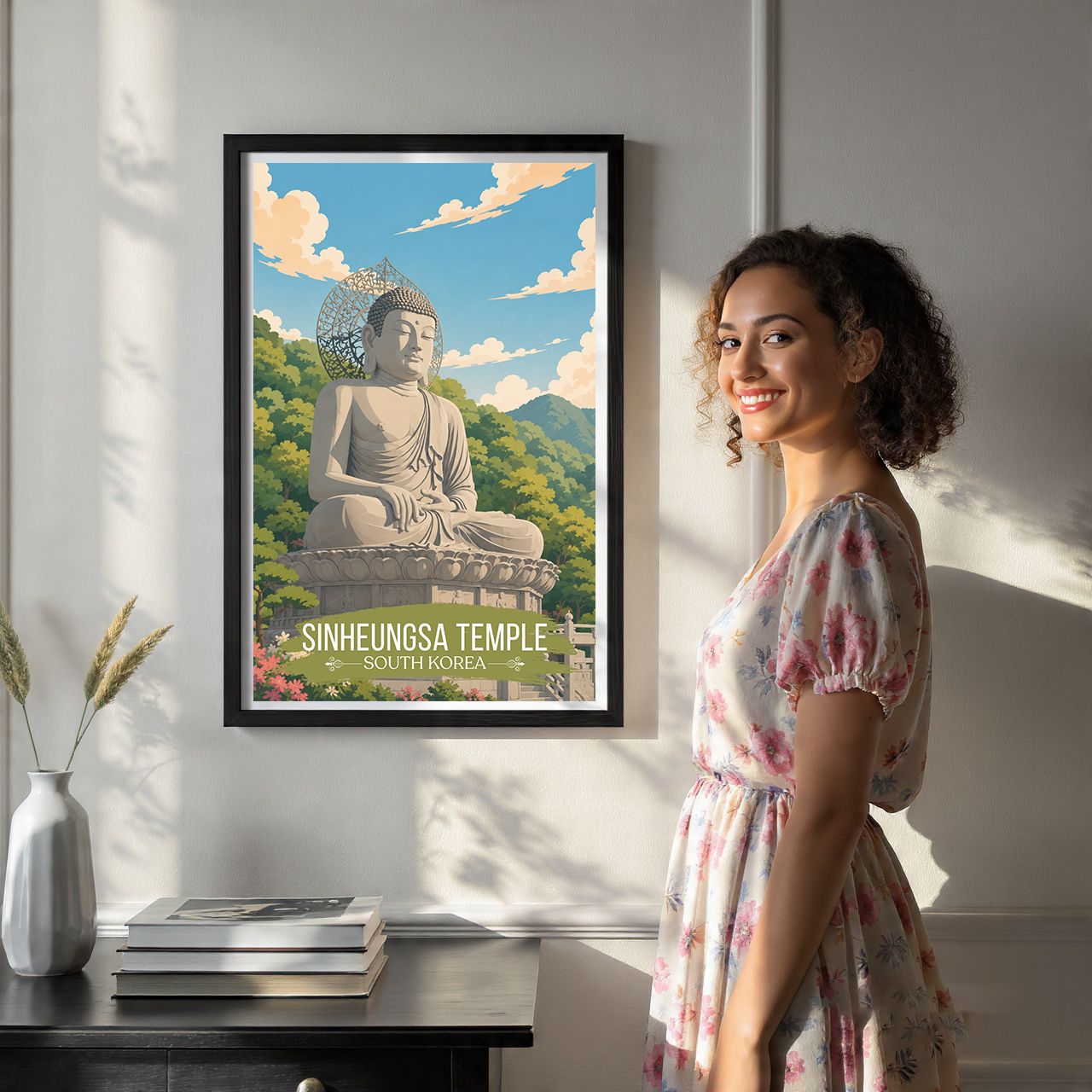 Sinheungsa Temple - South Korea - Travel Poster Print Modern Style Wall Art