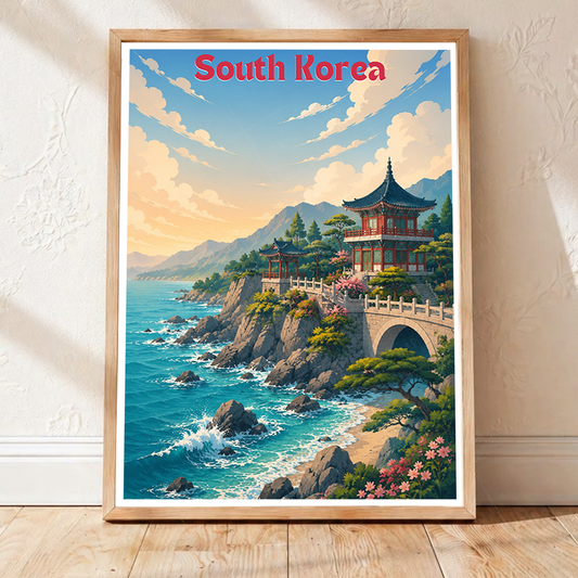 South Korea - Travel Poster Print Modern Style Wall Art - Art Print - Travel Art Poster