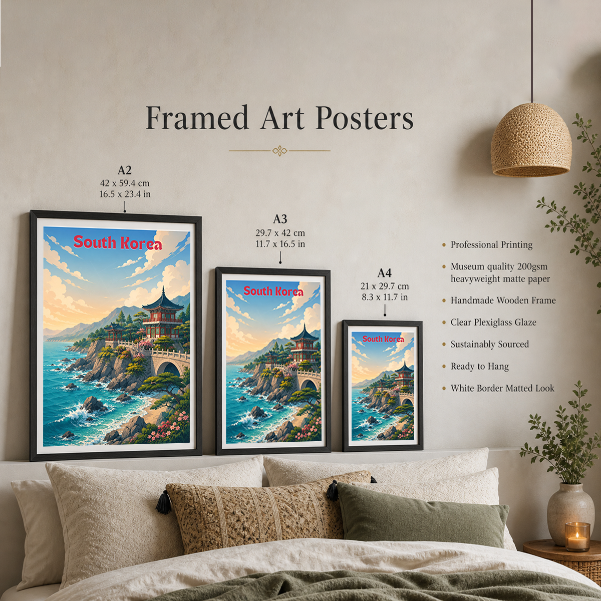 South Korea - Travel Poster Print Modern Style Wall Art