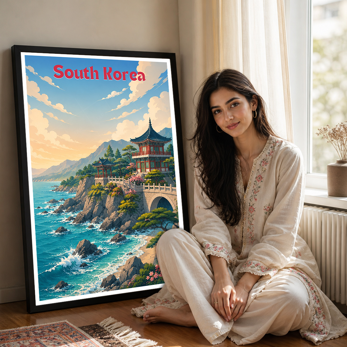 South Korea - Travel Poster Print Modern Style Wall Art
