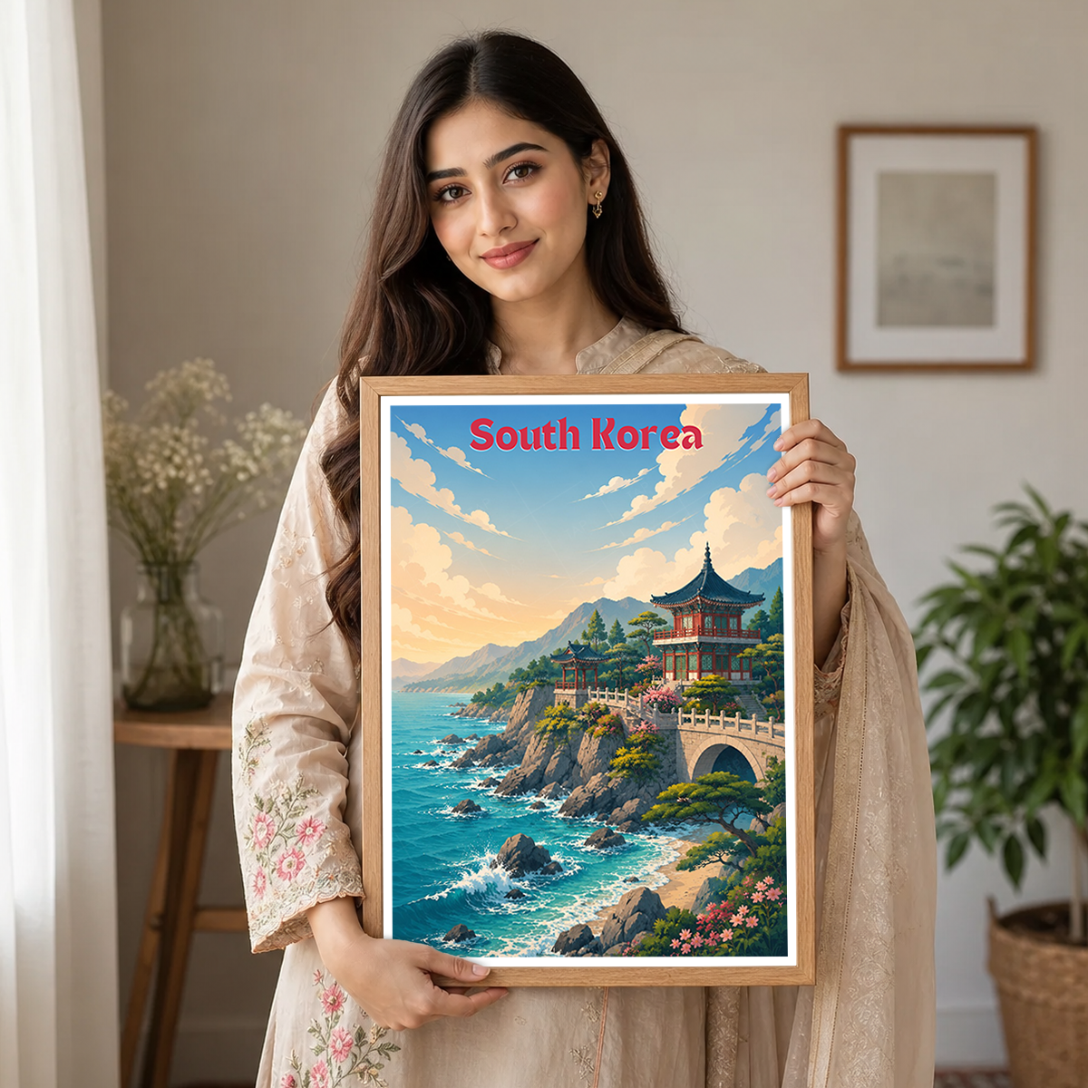 South Korea - Travel Poster Print Modern Style Wall Art