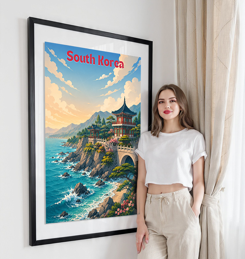 South Korea - Travel Poster Print Modern Style Wall Art