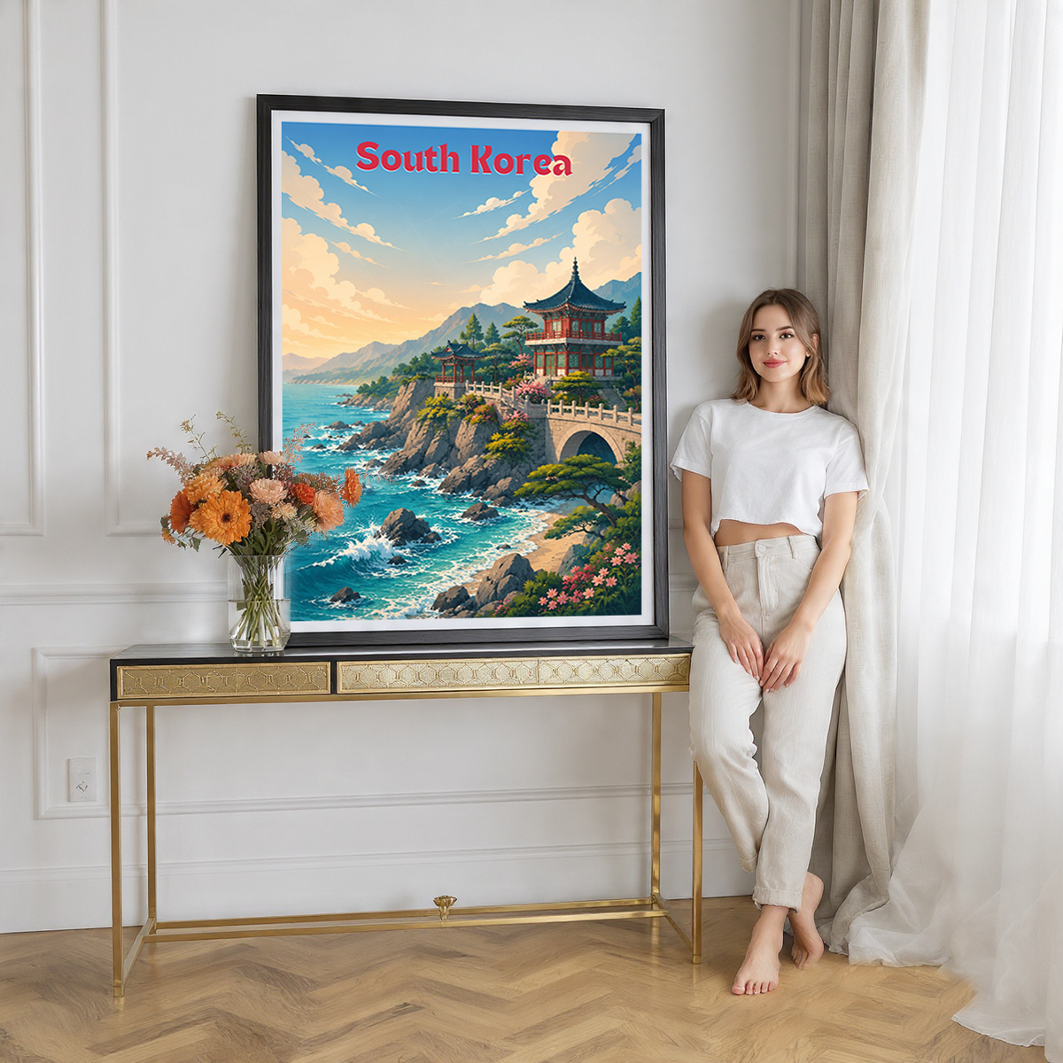 South Korea - Travel Poster Print Modern Style Wall Art