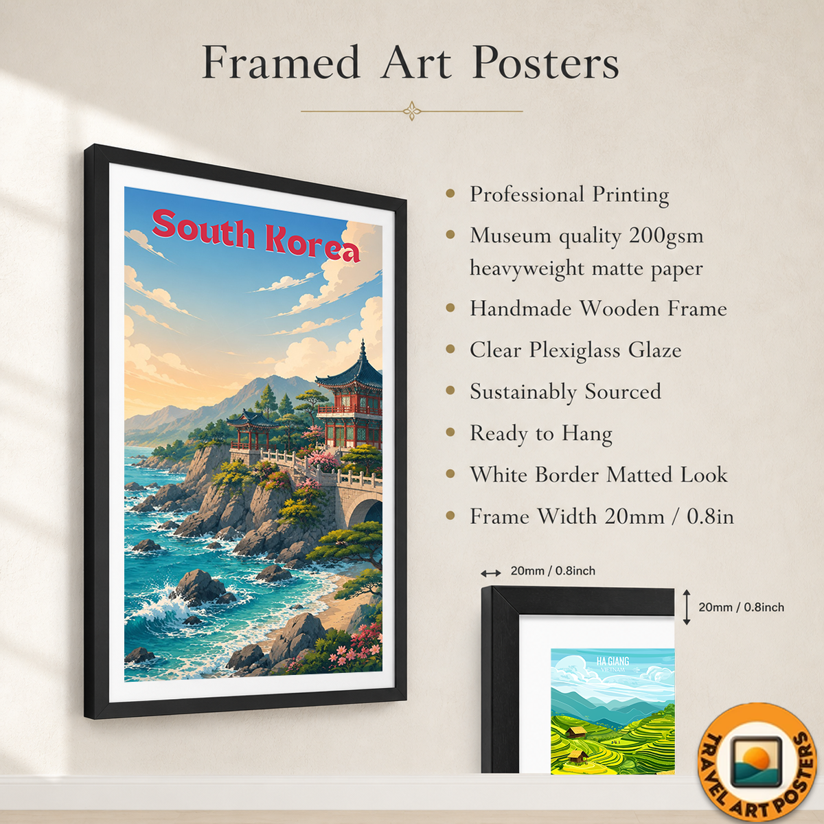 South Korea - Travel Poster Print Modern Style Wall Art