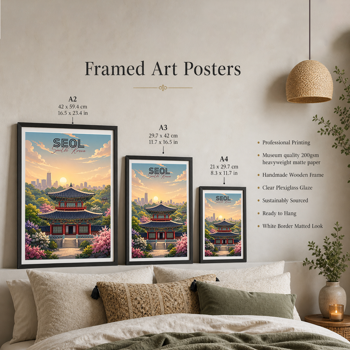 South Korea - Travel Poster Print Modern Style Wall Art