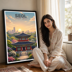 South Korea - Travel Poster Print Modern Style Wall Art