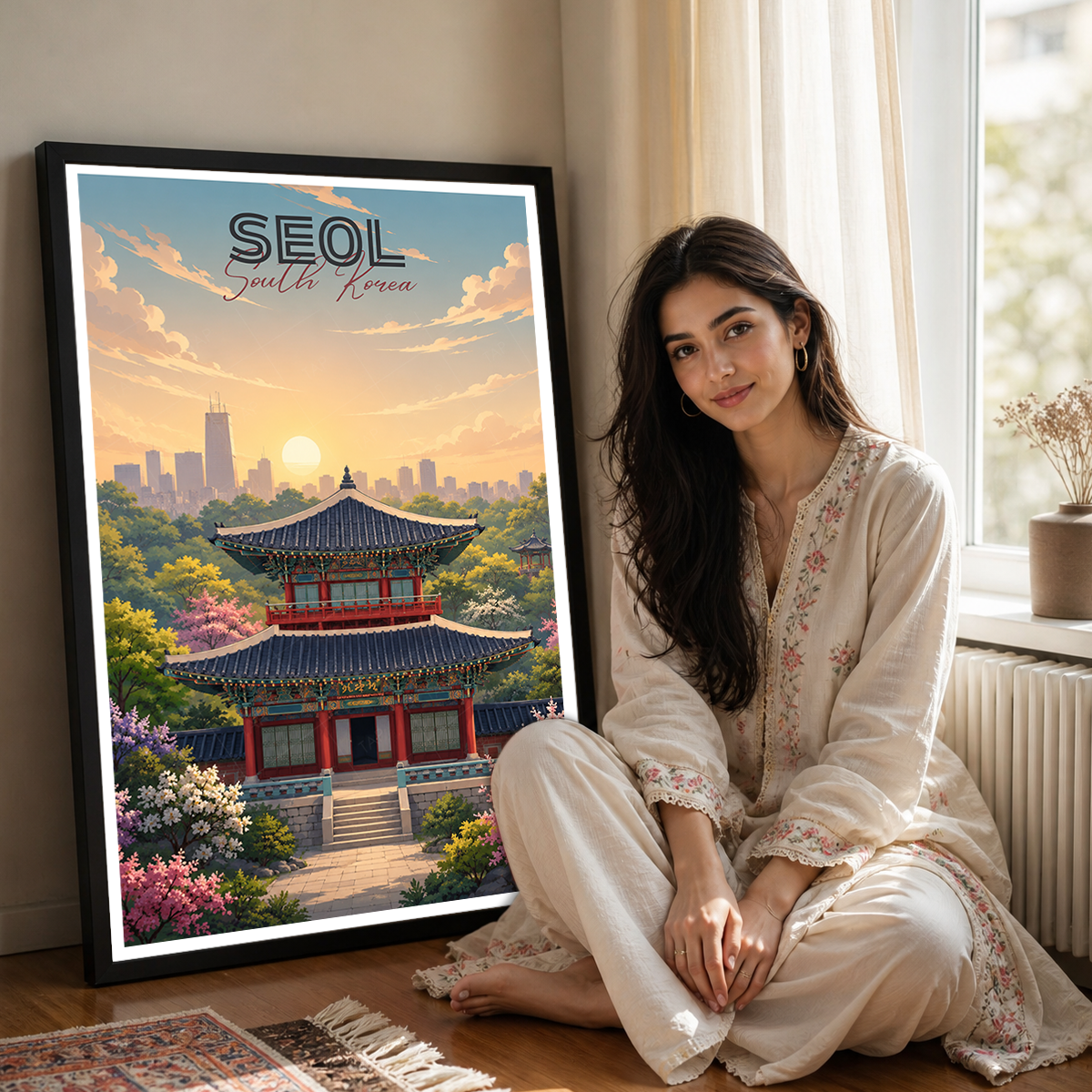 South Korea - Travel Poster Print Modern Style Wall Art