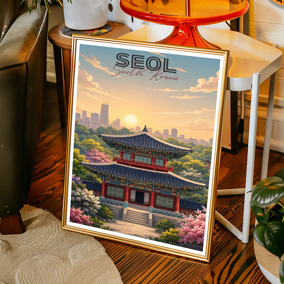 South Korea - Travel Poster Print Modern Style Wall Art