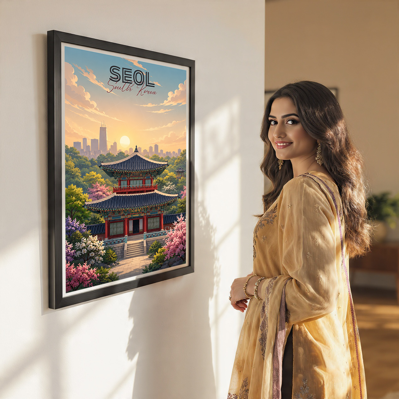 South Korea - Travel Poster Print Modern Style Wall Art