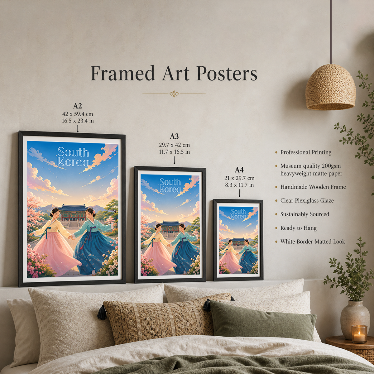 South Korea - Travel Poster Print Modern Style Wall Art