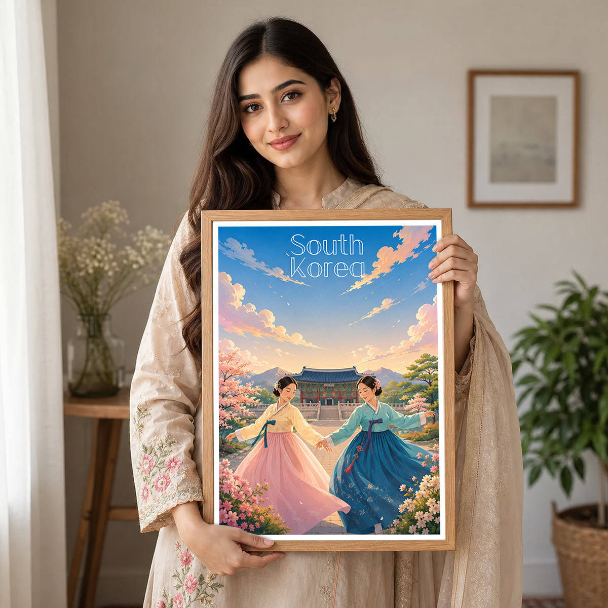 South Korea - Travel Poster Print Modern Style Wall Art