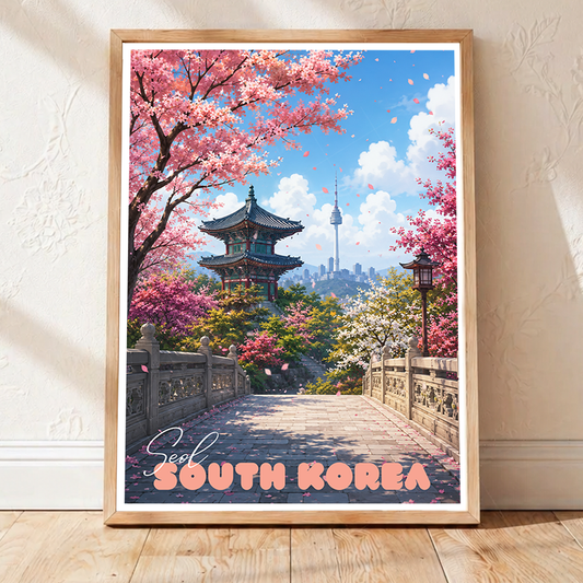 South Korea - Travel Poster Print Modern Style Wall Art - Art Print - Travel Art Poster