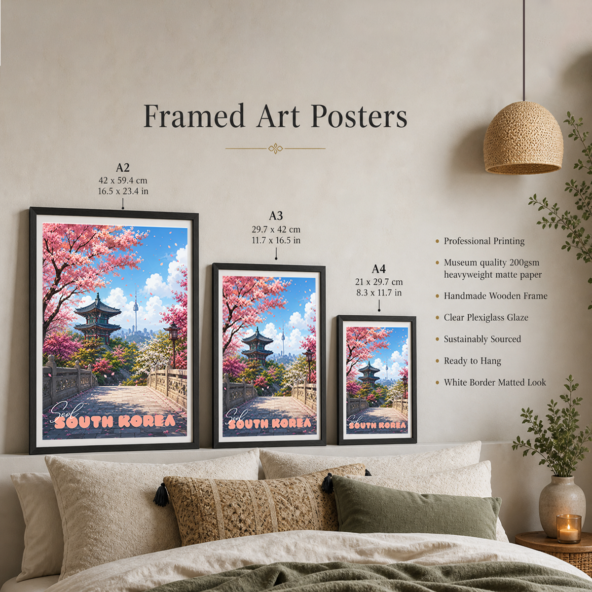 South Korea - Travel Poster Print Modern Style Wall Art