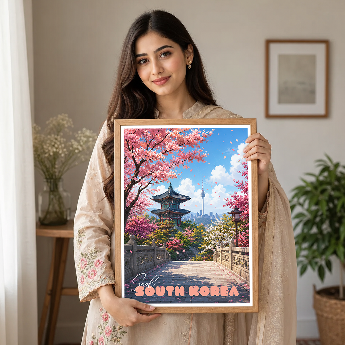 South Korea - Travel Poster Print Modern Style Wall Art