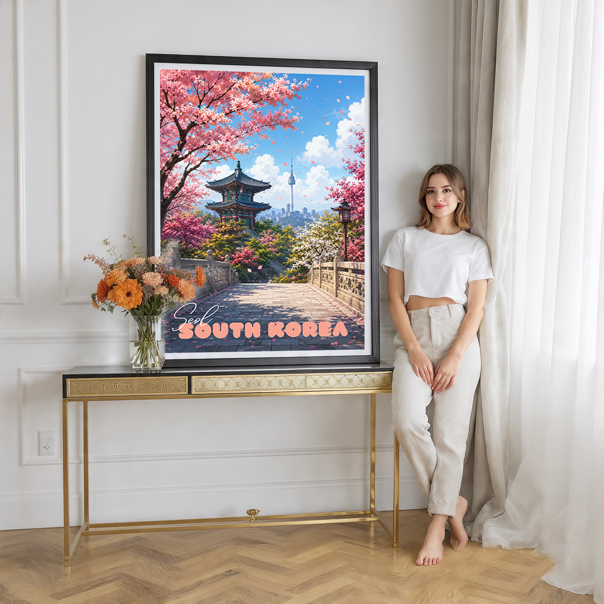 South Korea - Travel Poster Print Modern Style Wall Art
