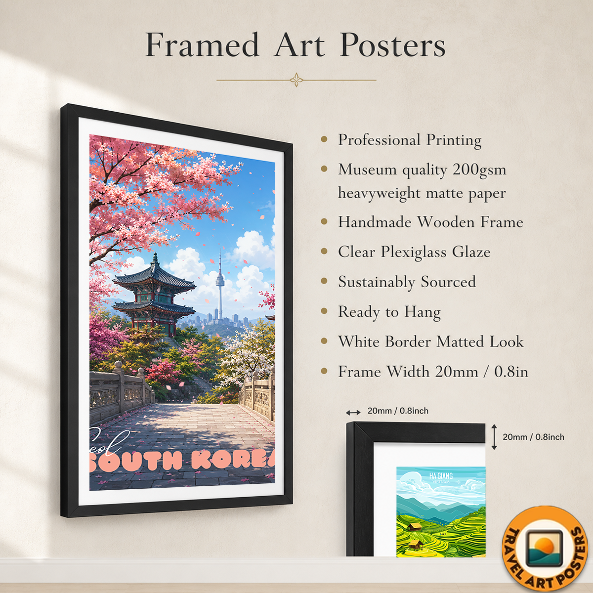South Korea - Travel Poster Print Modern Style Wall Art