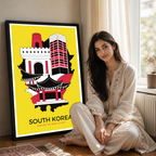 South Korea - Travel Poster Print Modern Style Wall Art
