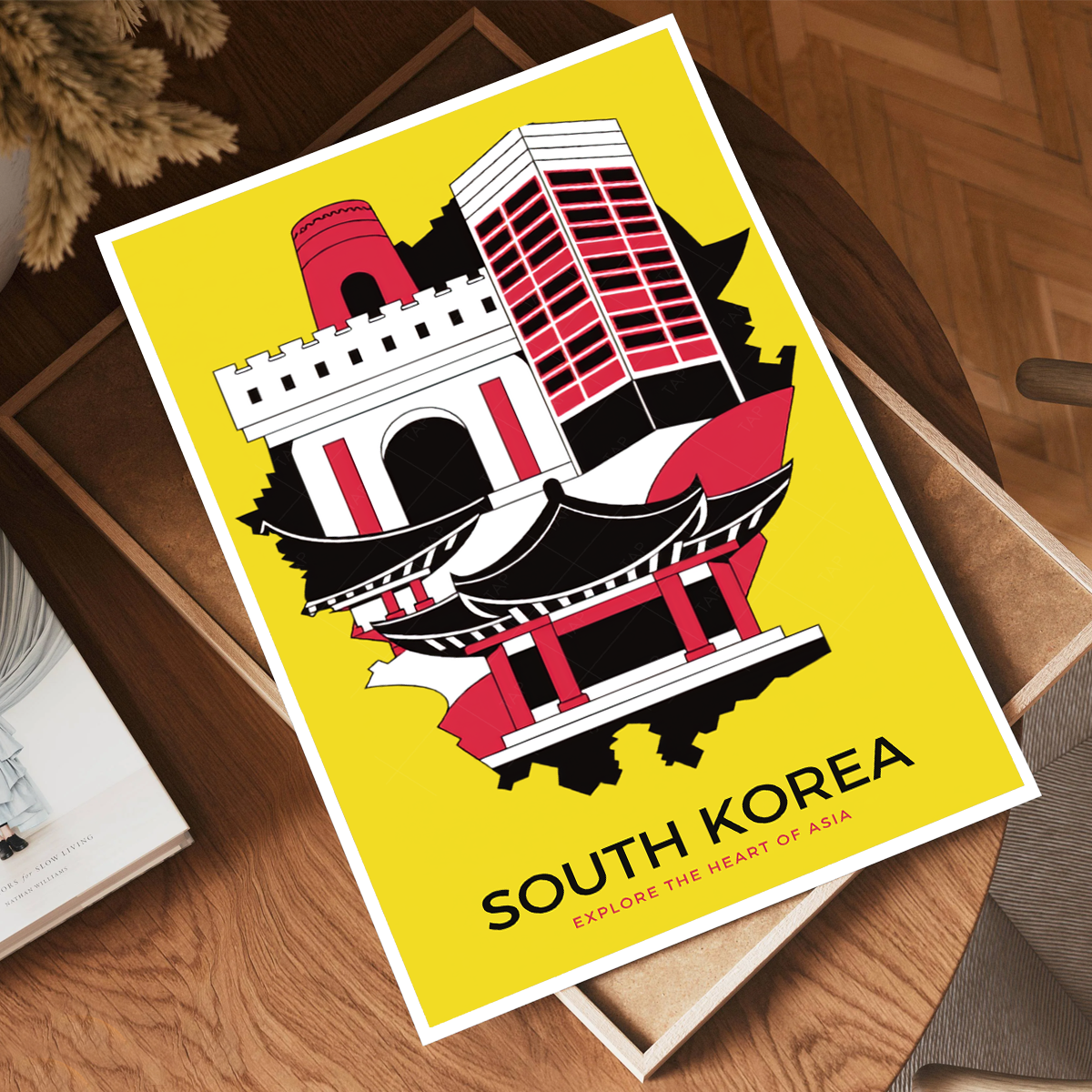South Korea - Travel Poster Print Modern Style Wall Art