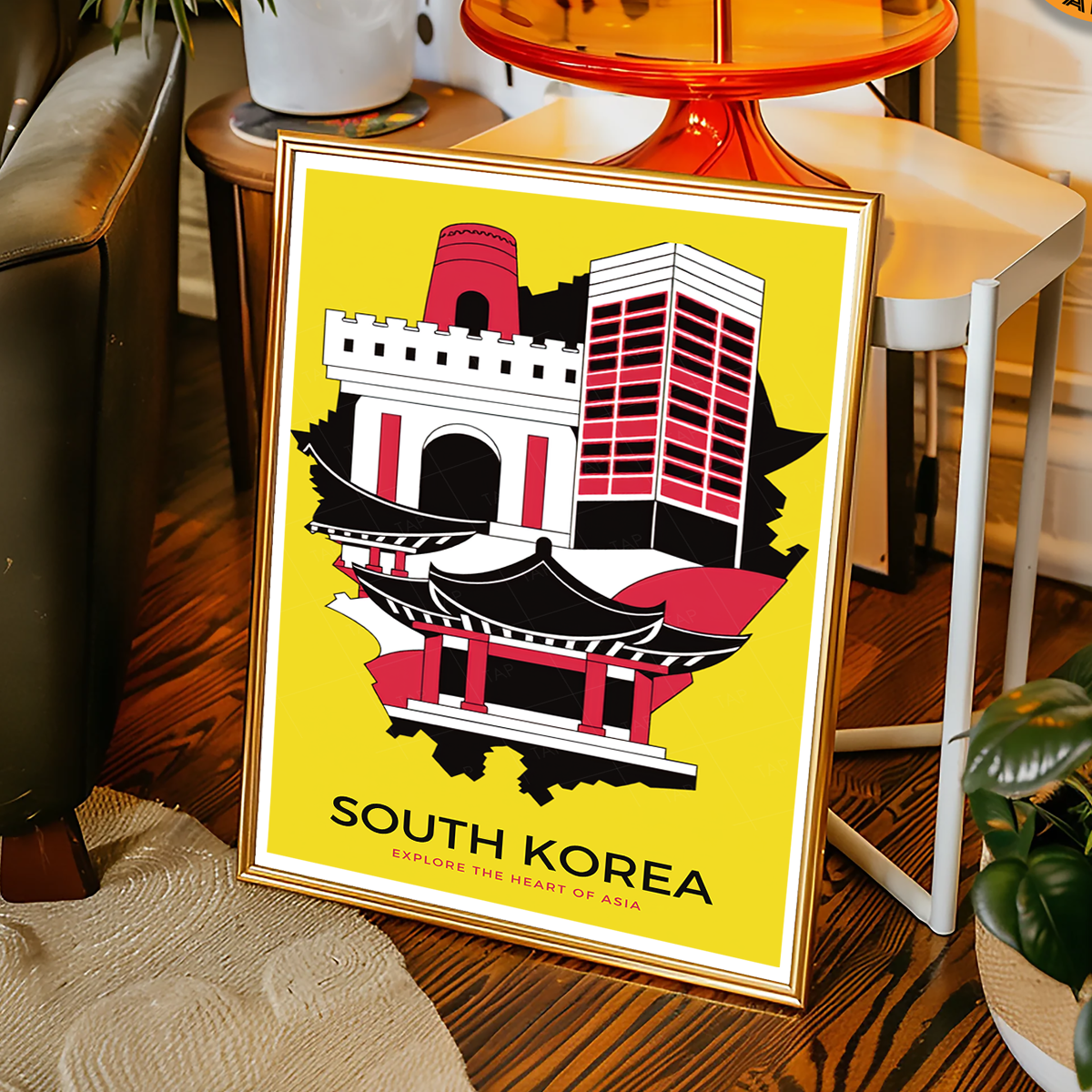 South Korea - Travel Poster Print Modern Style Wall Art