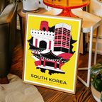 South Korea - Travel Poster Print Modern Style Wall Art