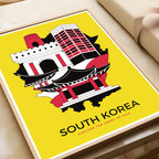 South Korea - Travel Poster Print Modern Style Wall Art