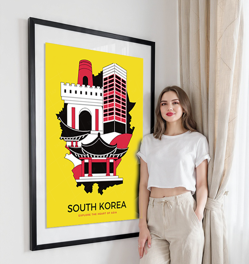 South Korea - Travel Poster Print Modern Style Wall Art