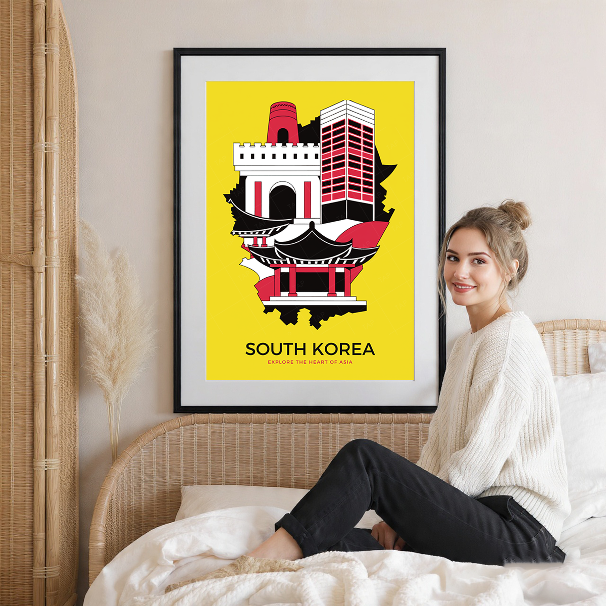 South Korea - Travel Poster Print Modern Style Wall Art