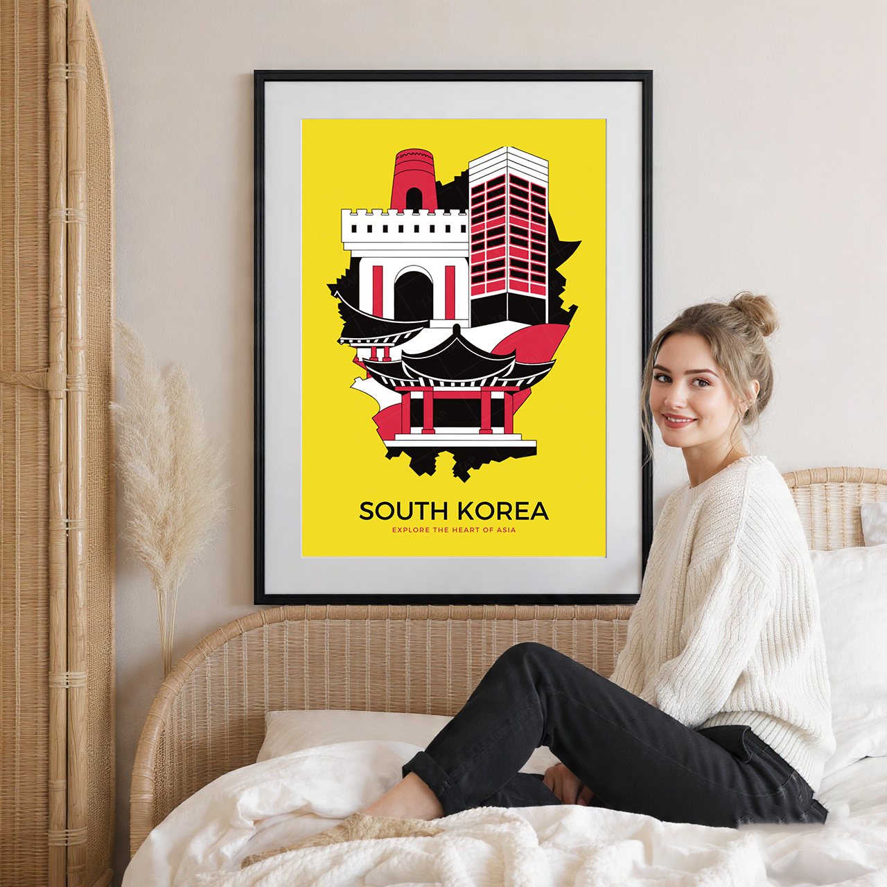 South Korea - Travel Poster Print Modern Style Wall Art