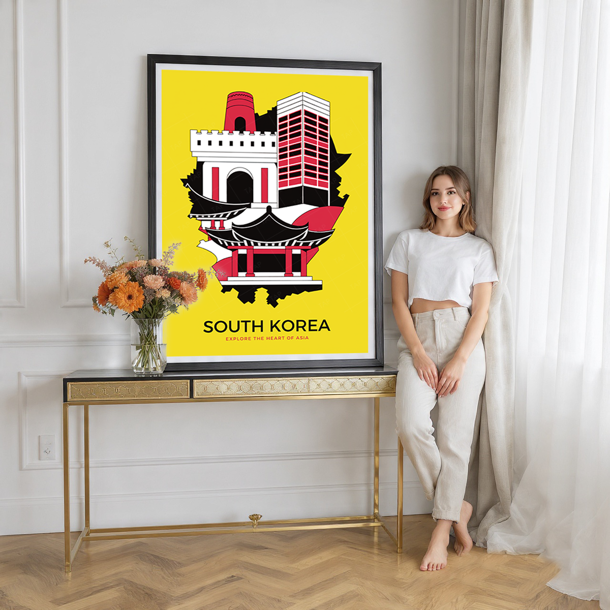 South Korea - Travel Poster Print Modern Style Wall Art