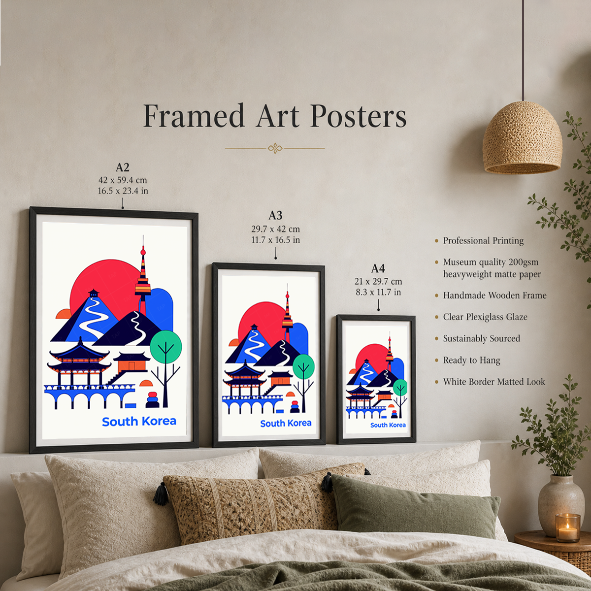 South Korea - Travel Poster Print Modern Style Wall Art