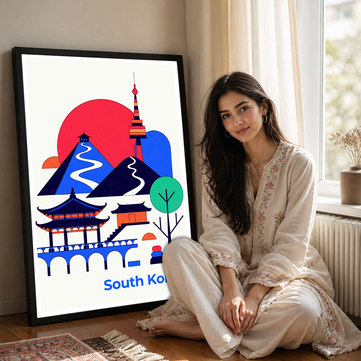 South Korea - Travel Poster Print Modern Style Wall Art