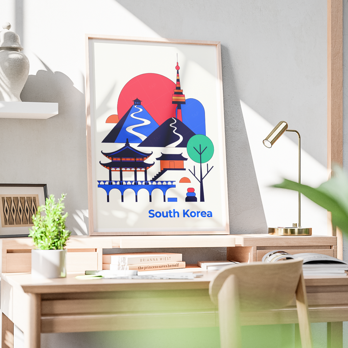 South Korea - Travel Poster Print Modern Style Wall Art