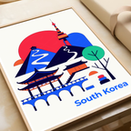 South Korea - Travel Poster Print Modern Style Wall Art