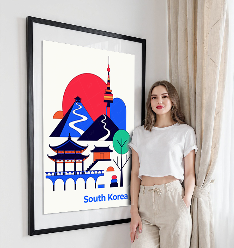 South Korea - Travel Poster Print Modern Style Wall Art