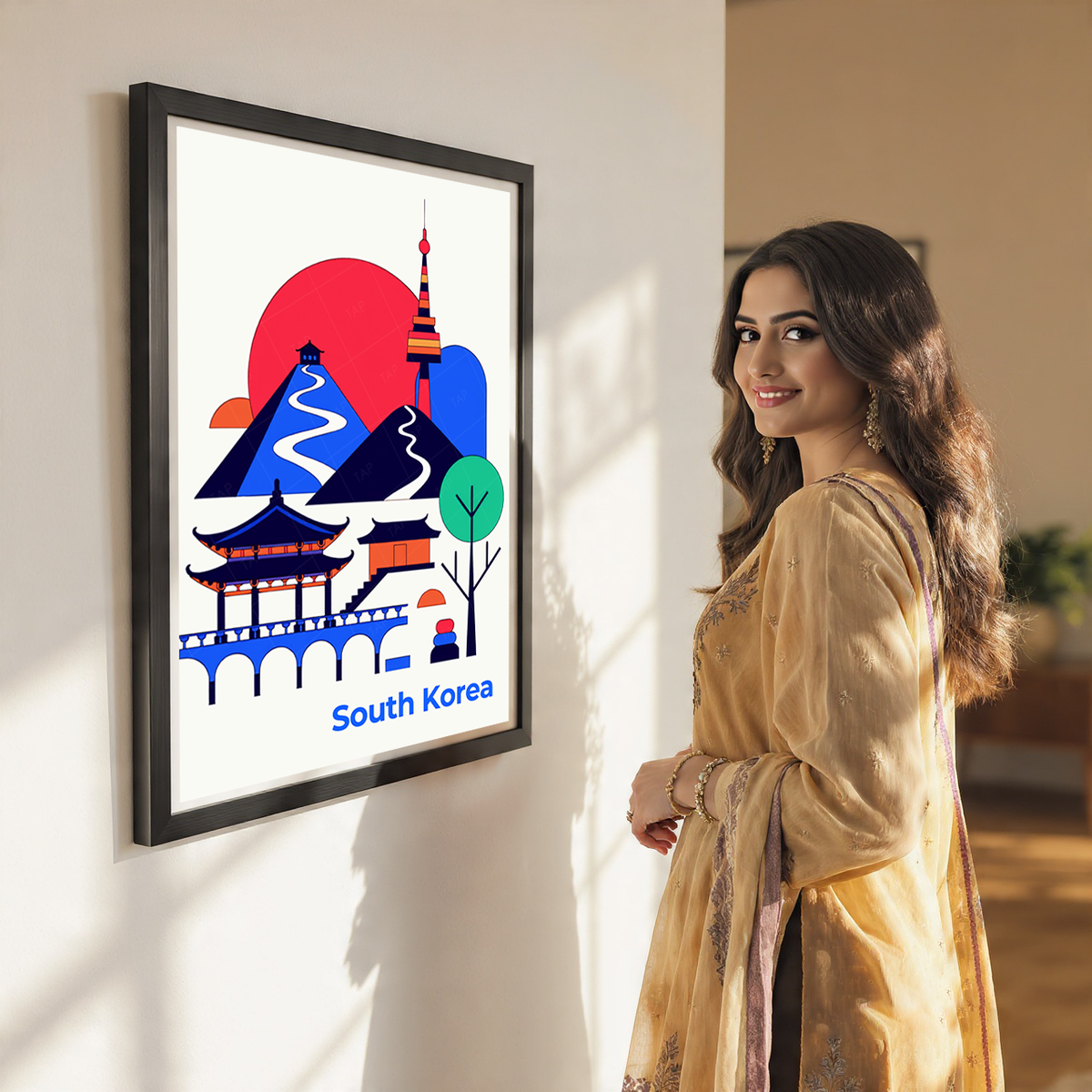 South Korea - Travel Poster Print Modern Style Wall Art
