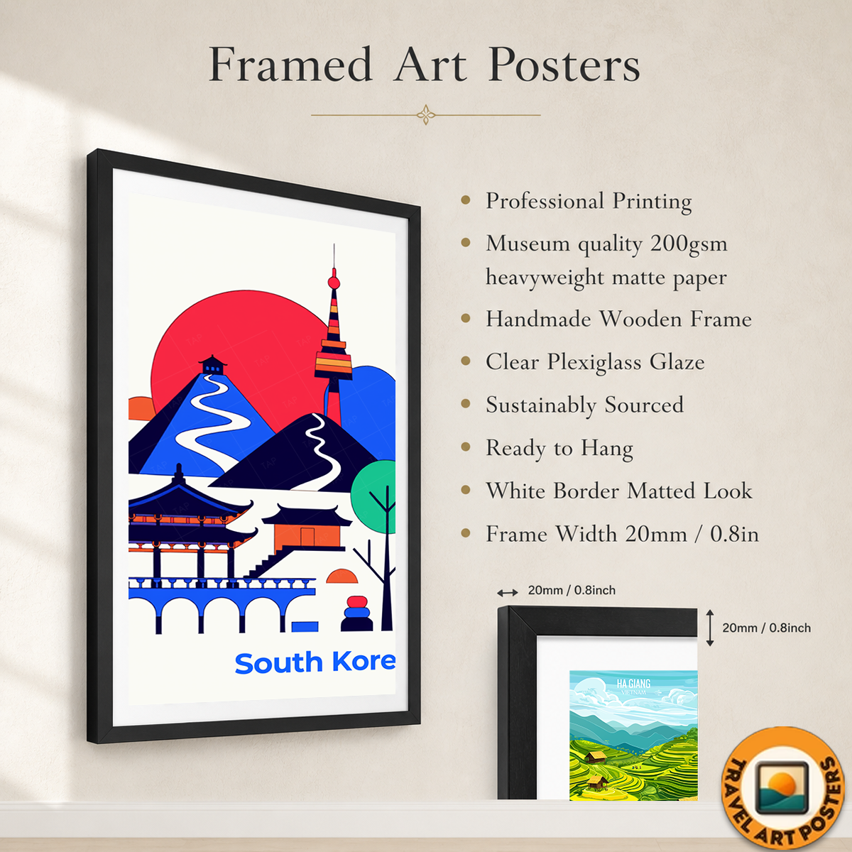 South Korea - Travel Poster Print Modern Style Wall Art