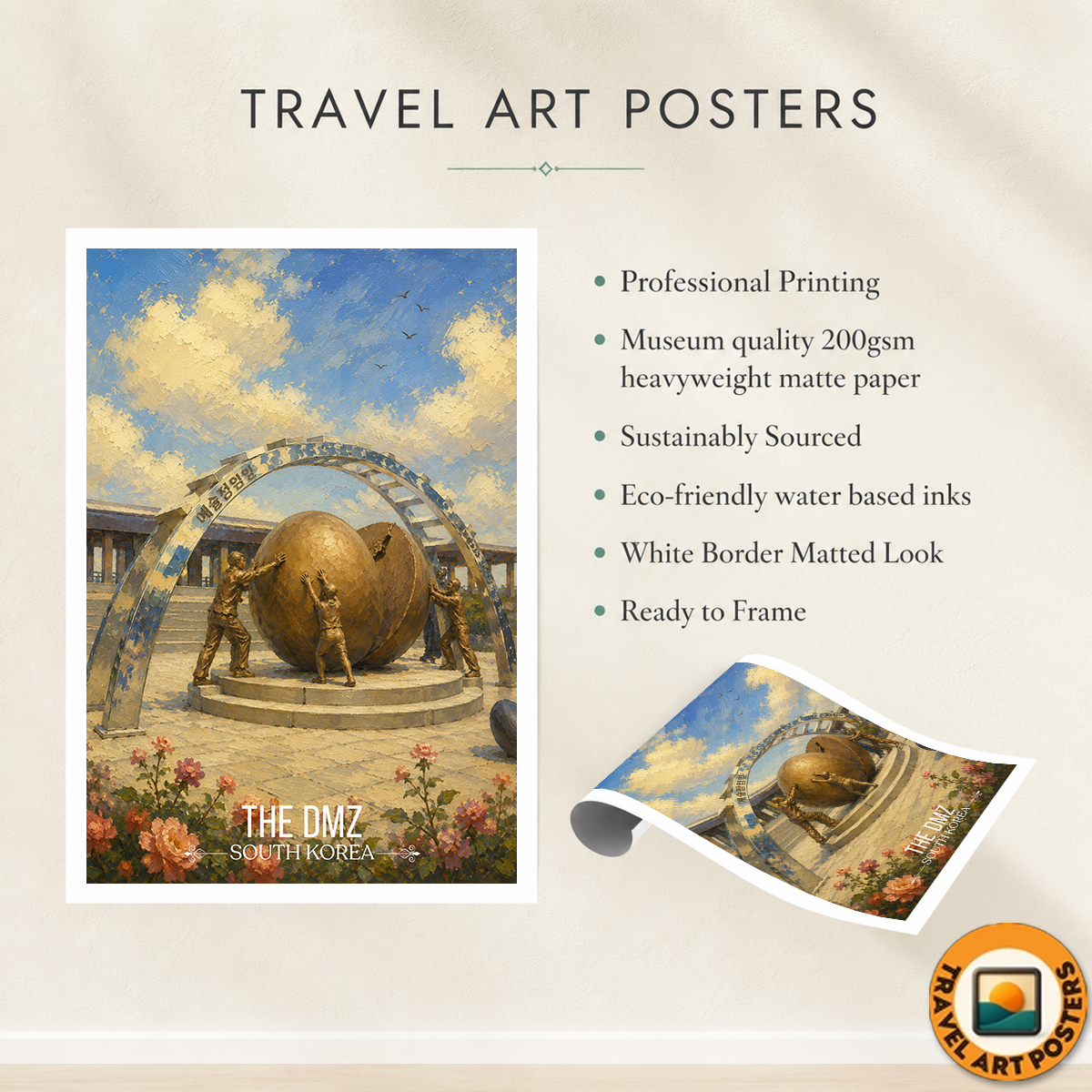 The DMZ - South Korea - Travel Poster Print Modern Style Wall Art